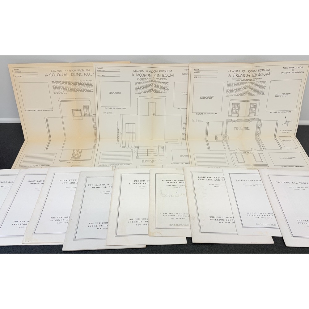 The New York School of Interior Decoration Home Study Course 1944 Booklets